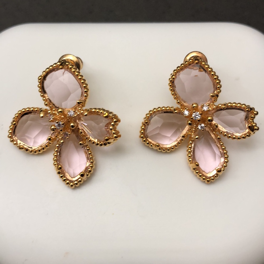 Anthropologie Crystal Floral Earrings